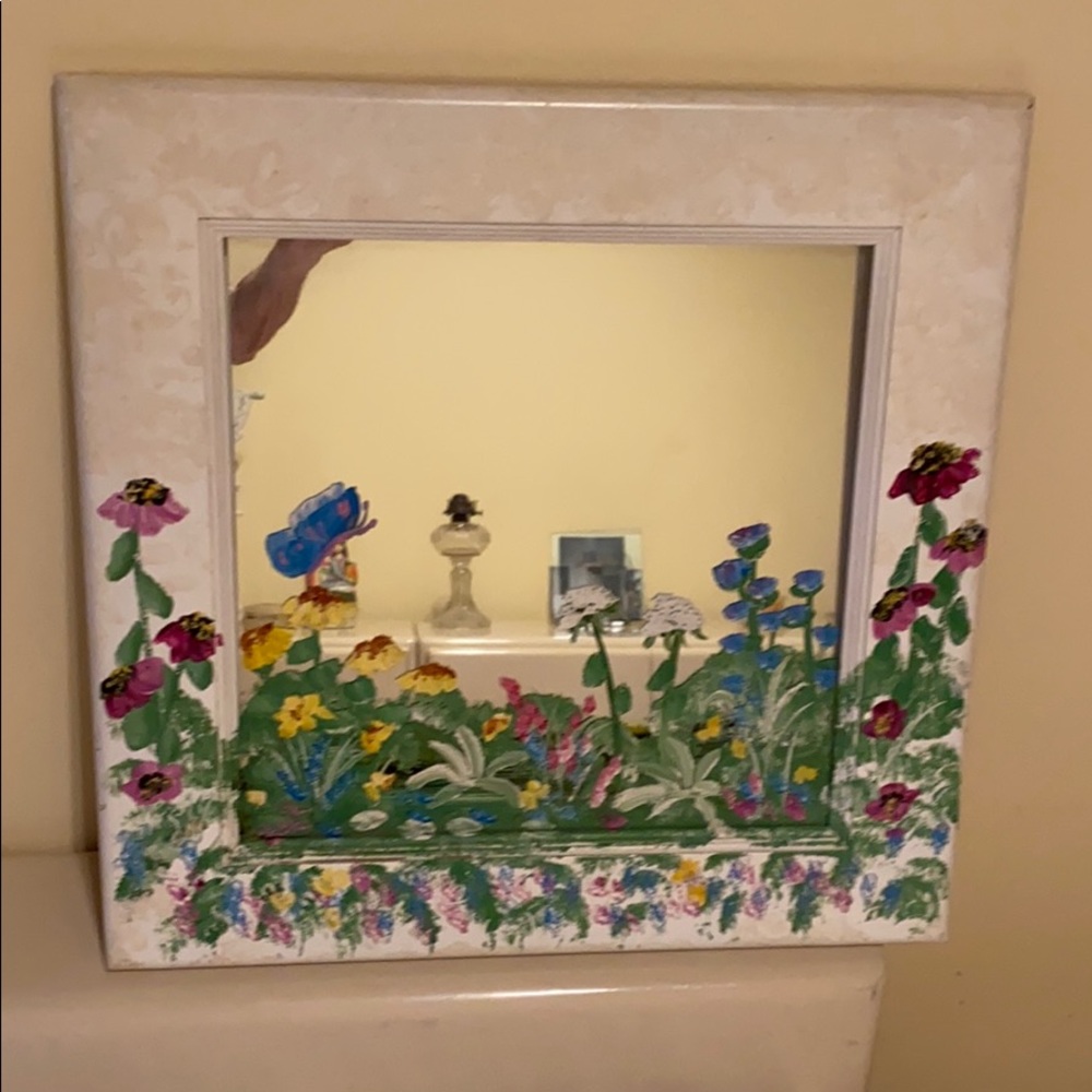 Hand painted mirror and frame